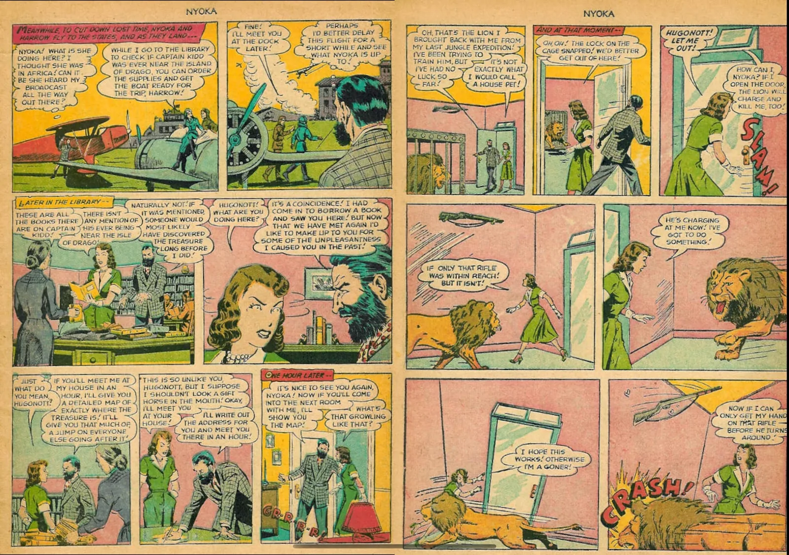 Two facing comic pages shown side by side on the unfolded iPhone Duo